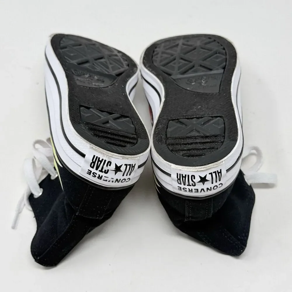 Converse All Star Cars Flames Sneakers Kids Juniors Size 4 Black High Top Shoes